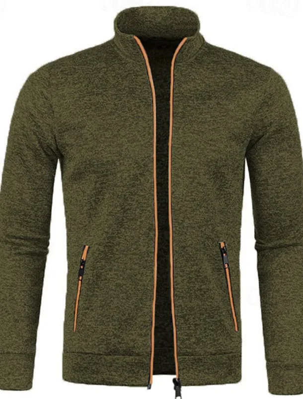 Men's Lightweight Jacket Summer Jacket Transition Jacket Casual Jacket Vacation Daily Warm Pocket Fall & Winter Plain Fashion Classic Stand Collar Regular Black Wine Navy Blue Blue Orange Jacket