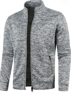 Men's Lightweight Jacket Summer Jacket Transition Jacket Casual Jacket Vacation Daily Warm Pocket Fall & Winter Plain Fashion Classic Stand Collar Regular Black Wine Navy Blue Blue Orange Jacket