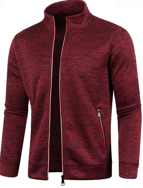 Men's Lightweight Jacket Summer Jacket Transition Jacket Casual Jacket Vacation Daily Warm Pocket Fall & Winter Plain Fashion Classic Stand Collar Regular Black Wine Navy Blue Blue Orange Jacket