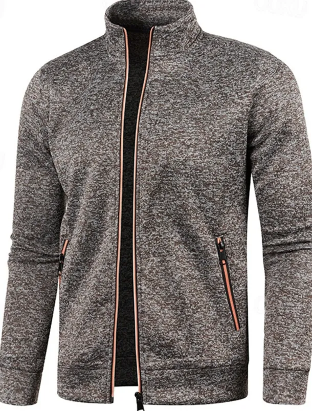 Men's Lightweight Jacket Summer Jacket Transition Jacket Casual Jacket Vacation Daily Warm Pocket Fall & Winter Plain Fashion Classic Stand Collar Regular Black Wine Navy Blue Blue Orange Jacket