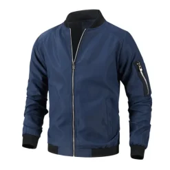 Men's Lightweight Jacket Summer Jacket Bomber Jacket Windbreaker Vacation Leisure Sports Windproof Layered Slim Fit Fall Pure Color Classic & Timeless Minimalist Crewneck Regular Regular Fit Black