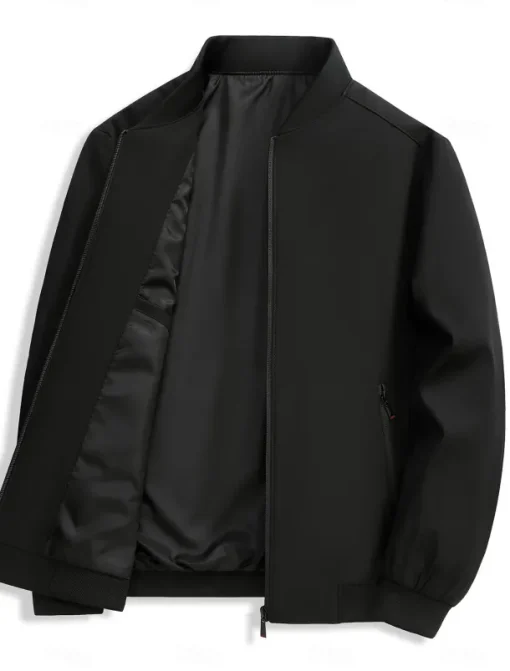 Men's Lightweight Jacket Training Outdoor Windproof Zip Up Pocket Spring Fall Solid Color Elegant Vacation Standing Collar Black Dark Red Navy Blue Khaki Jacket