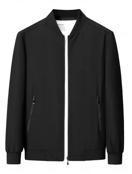 Men's Lightweight Jacket Training Outdoor Windproof Zip Up Pocket Spring Fall Solid Color Elegant Vacation Standing Collar Black Dark Red Navy Blue Khaki Jacket