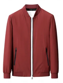 Men's Lightweight Jacket Training Outdoor Windproof Zip Up Pocket Spring Fall Solid Color Elegant Vacation Standing Collar Black Dark Red Navy Blue Khaki Jacket