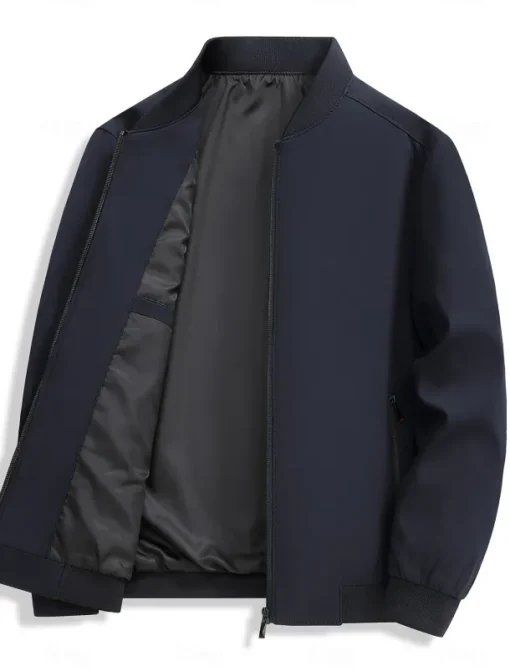 Men's Lightweight Jacket Training Outdoor Windproof Zip Up Pocket Spring Fall Solid Color Elegant Vacation Standing Collar Black Dark Red Navy Blue Khaki Jacket
