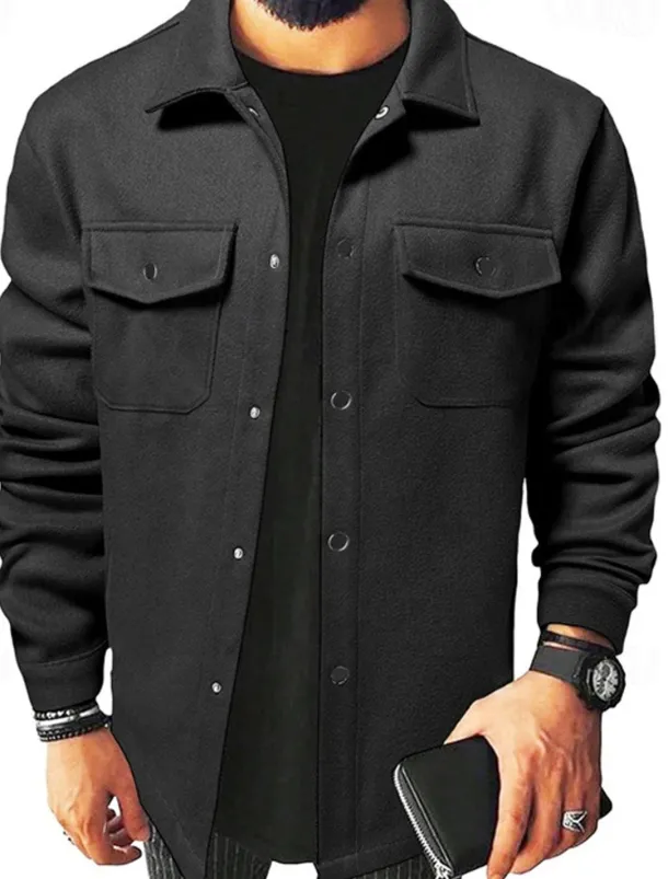 Men's Lightweight Jacket Trucker Jacket Summer Jacket Shirt Jacket Vacation Daily Pocket Fall & Winter Plain Fashion Classic Lapel Regular Apricot Black Yellow Navy Blue Light Grey Jacket