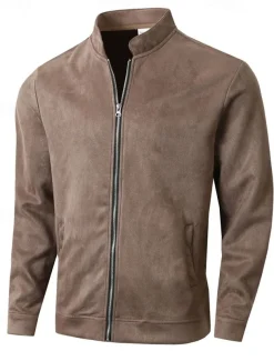 Men's Lightweight Jacket Transition Jacket Casual Jacket Vacation Daily Wearproof Pocket Fall & Winter Plain Fashion Classic Stand Collar Regular Black Navy Blue Orange Coffee Jacket