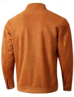 Men's Lightweight Jacket Transition Jacket Casual Jacket Vacation Daily Wearproof Pocket Fall & Winter Plain Fashion Classic Stand Collar Regular Black Navy Blue Orange Coffee Jacket