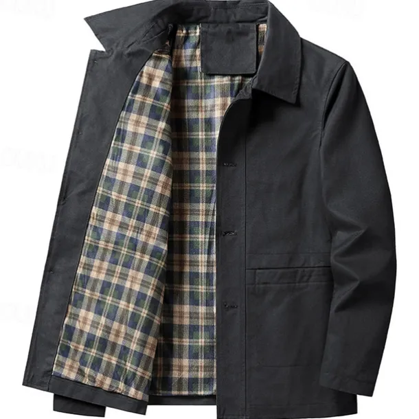 Men's Lightweight Jacket Trucker Jacket Outdoor Jacket Summer Jacket Daily Wear Workfashion Windproof Buttons Inside Pocket Spring Fall Plain Stylish Business Shirt Collar Regular Black khaki Army