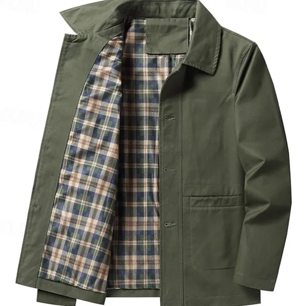 Men's Lightweight Jacket Trucker Jacket Outdoor Jacket Summer Jacket Daily Wear Workfashion Windproof Buttons Inside Pocket Spring Fall Plain Stylish Business Shirt Collar Regular Black khaki Army