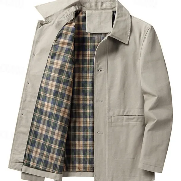 Men's Lightweight Jacket Trucker Jacket Outdoor Jacket Summer Jacket Daily Wear Workfashion Windproof Buttons Inside Pocket Spring Fall Plain Stylish Business Shirt Collar Regular Black khaki Army