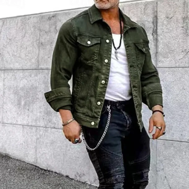 Men's Lightweight Jacket Trucker Jacket Summer Jacket Shirt Jacket Vacation Daily Pocket Spring & Fall Plain Fashion Classic Lapel Regular Black White Red Navy Blue Blue Jacket