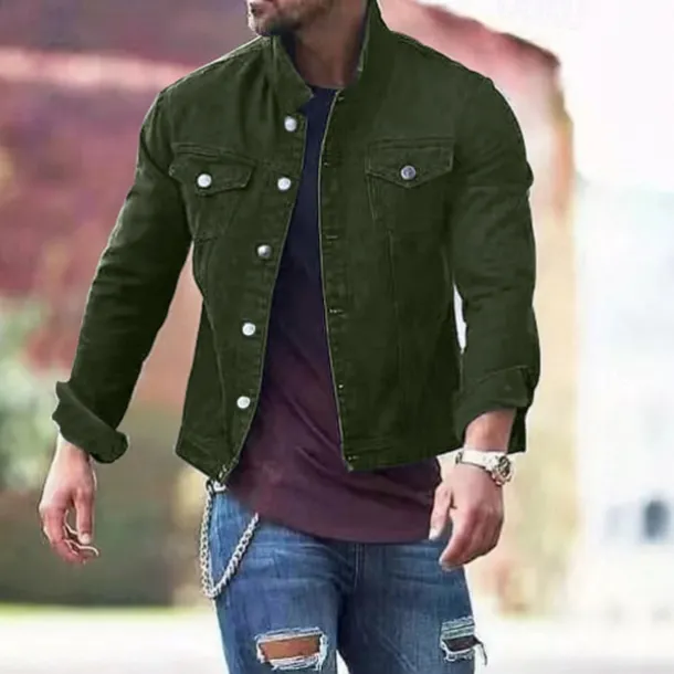 Men's Lightweight Jacket Trucker Jacket Summer Jacket Shirt Jacket Vacation Daily Pocket Spring & Fall Plain Fashion Classic Lapel Regular Black White Red Navy Blue Blue Jacket