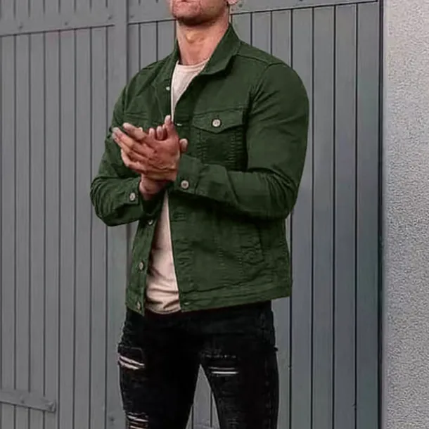 Men's Lightweight Jacket Trucker Jacket Summer Jacket Shirt Jacket Vacation Daily Pocket Spring & Fall Plain Fashion Classic Lapel Regular Black White Red Navy Blue Blue Jacket