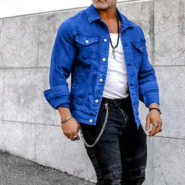 Men's Lightweight Jacket Trucker Jacket Summer Jacket Shirt Jacket Vacation Daily Pocket Spring & Fall Plain Fashion Classic Lapel Regular Black White Red Navy Blue Blue Jacket