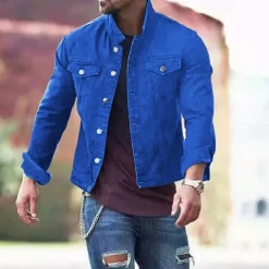 Men's Lightweight Jacket Trucker Jacket Summer Jacket Shirt Jacket Vacation Daily Pocket Spring & Fall Plain Fashion Classic Lapel Regular Black White Red Navy Blue Blue Jacket