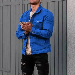 Men's Lightweight Jacket Trucker Jacket Summer Jacket Shirt Jacket Vacation Daily Pocket Spring & Fall Plain Fashion Classic Lapel Regular Black White Red Navy Blue Blue Jacket