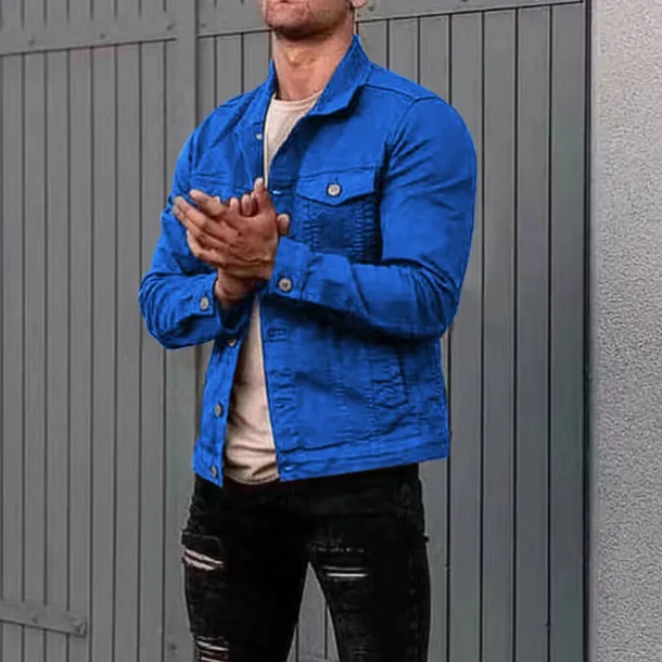 Men's Lightweight Jacket Trucker Jacket Summer Jacket Shirt Jacket Vacation Daily Pocket Spring & Fall Plain Fashion Classic Lapel Regular Black White Red Navy Blue Blue Jacket