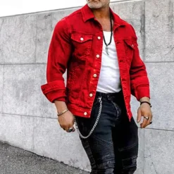 Men's Lightweight Jacket Trucker Jacket Summer Jacket Shirt Jacket Vacation Daily Pocket Spring & Fall Plain Fashion Classic Lapel Regular Black White Red Navy Blue Blue Jacket