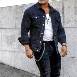 Men's Lightweight Jacket Trucker Jacket Summer Jacket Shirt Jacket Vacation Daily Pocket Spring & Fall Plain Fashion Classic Lapel Regular Black White Red Navy Blue Blue Jacket