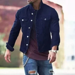 Men's Lightweight Jacket Trucker Jacket Summer Jacket Shirt Jacket Vacation Daily Pocket Spring & Fall Plain Fashion Classic Lapel Regular Black White Red Navy Blue Blue Jacket