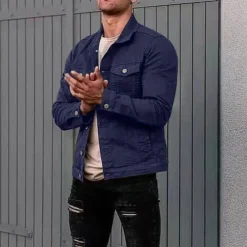 Men's Lightweight Jacket Trucker Jacket Summer Jacket Shirt Jacket Vacation Daily Pocket Spring & Fall Plain Fashion Classic Lapel Regular Black White Red Navy Blue Blue Jacket