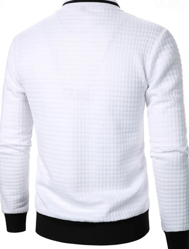 Men's Lightweight Jacket Waffle Jacket Summer Jacket Transition Jacket Vacation Daily Pocket Spring & Fall Plain Fashion Classic Standing Collar Regular Black White Wine Navy Blue Khaki Jacket