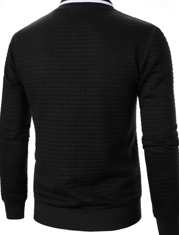 Men's Lightweight Jacket Waffle Jacket Summer Jacket Transition Jacket Vacation Daily Pocket Spring & Fall Plain Fashion Classic Standing Collar Regular Black White Wine Navy Blue Khaki Jacket