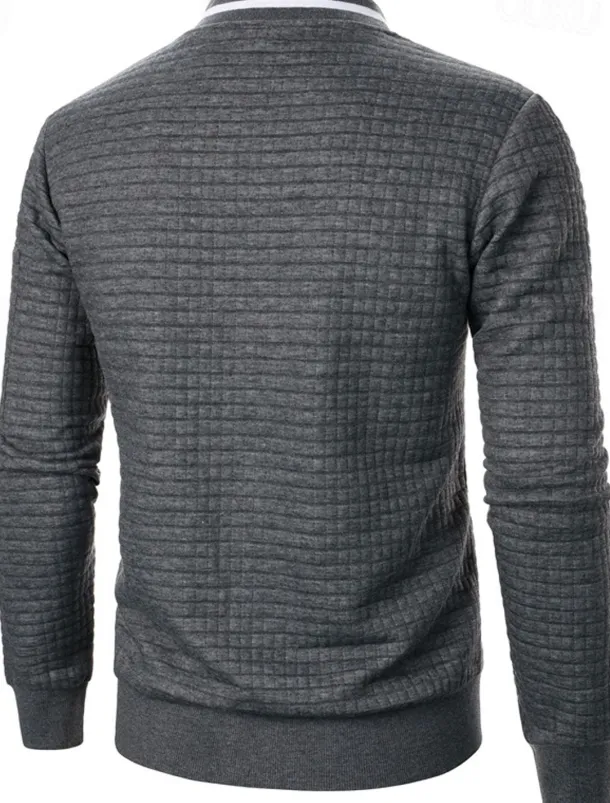 Men's Lightweight Jacket Waffle Jacket Summer Jacket Transition Jacket Vacation Daily Pocket Spring & Fall Plain Fashion Classic Standing Collar Regular Black White Wine Navy Blue Khaki Jacket