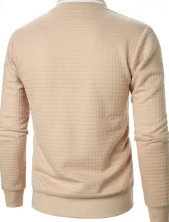 Men's Lightweight Jacket Waffle Jacket Summer Jacket Transition Jacket Vacation Daily Pocket Spring & Fall Plain Fashion Classic Standing Collar Regular Black White Wine Navy Blue Khaki Jacket