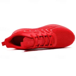 Men's Lightweight Red Mesh Running Shoes - Breathable Athletic Sneakers for Sports and Casual Wear