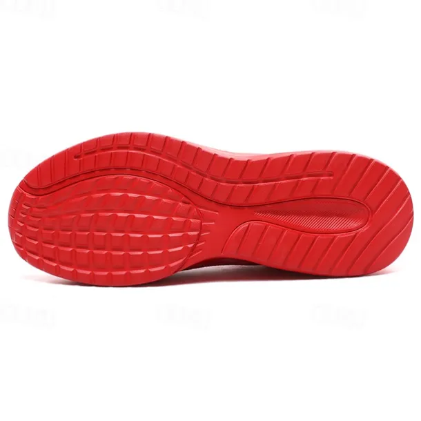 Men's Lightweight Red Mesh Running Shoes - Breathable Athletic Sneakers for Sports and Casual Wear
