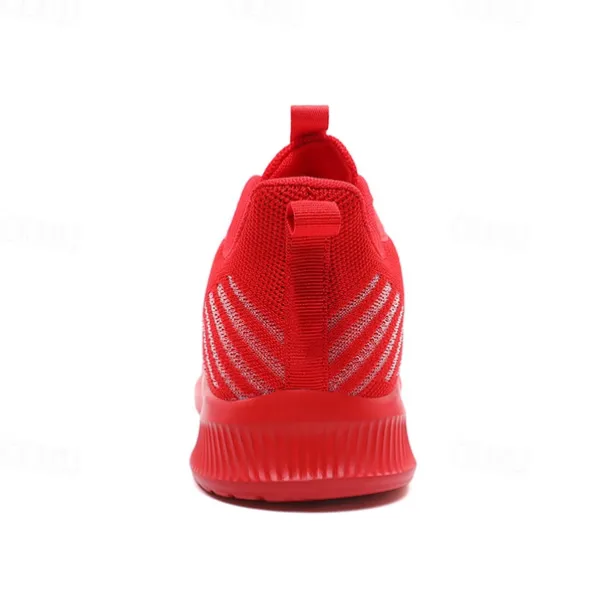 Men's Lightweight Red Mesh Running Shoes - Breathable Athletic Sneakers for Sports and Casual Wear