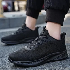 Men's Lightweight Red Mesh Running Shoes - Breathable Athletic Sneakers for Sports and Casual Wear