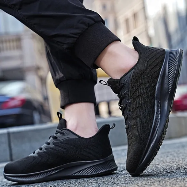 Men's Lightweight Red Mesh Running Shoes - Breathable Athletic Sneakers for Sports and Casual Wear