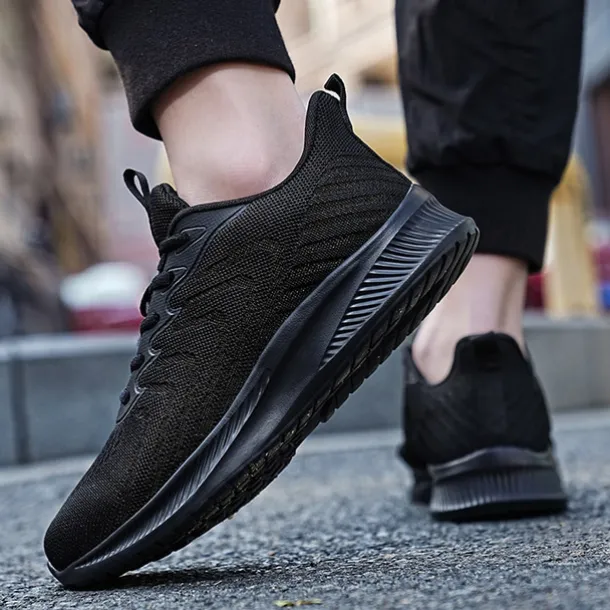 Men's Lightweight Red Mesh Running Shoes - Breathable Athletic Sneakers for Sports and Casual Wear