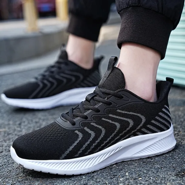 Men's Lightweight Red Mesh Running Shoes - Breathable Athletic Sneakers for Sports and Casual Wear