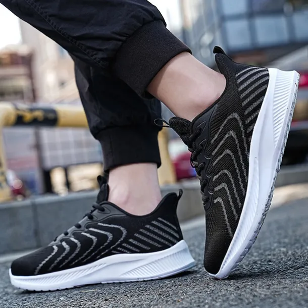 Men's Lightweight Red Mesh Running Shoes - Breathable Athletic Sneakers for Sports and Casual Wear