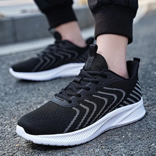 Men's Lightweight Red Mesh Running Shoes - Breathable Athletic Sneakers for Sports and Casual Wear