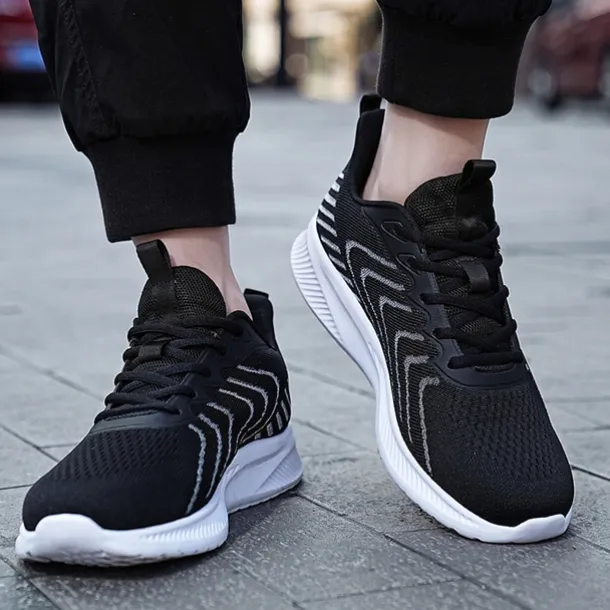 Men's Lightweight Red Mesh Running Shoes - Breathable Athletic Sneakers for Sports and Casual Wear