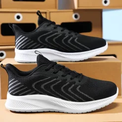 Men's Lightweight Red Mesh Running Shoes - Breathable Athletic Sneakers for Sports and Casual Wear