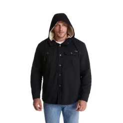 Men's Lined Fleece Hooded Shirt Jacket Sherpa Padded jacket Coat Work Flannel Button Down Shirt Jacket Winter Outdoor Thermal Warm Windproof Lightweight Outerwear Parka Hunting Ski Snowboard Fishing