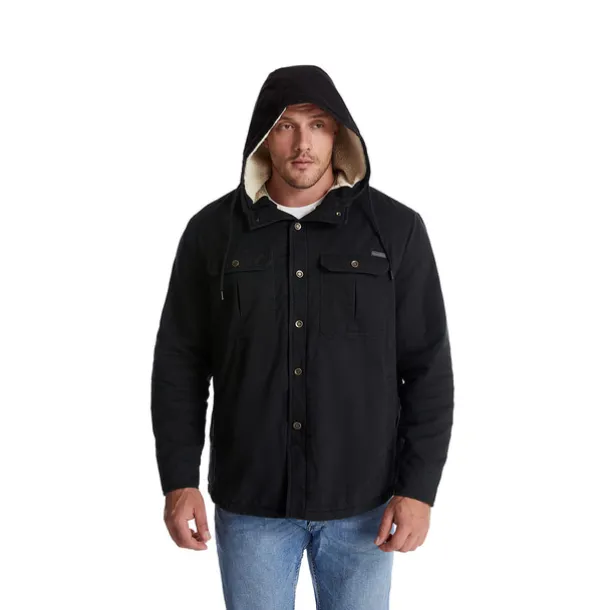 Men's Lined Fleece Hooded Shirt Jacket Sherpa Padded jacket Coat Work Flannel Button Down Shirt Jacket Winter Outdoor Thermal Warm Windproof Lightweight Outerwear Parka Hunting Ski Snowboard Fishing