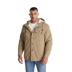 Men's Lined Fleece Hooded Shirt Jacket Sherpa Padded jacket Coat Work Flannel Button Down Shirt Jacket Winter Outdoor Thermal Warm Windproof Lightweight Outerwear Parka Hunting Ski Snowboard Fishing