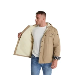 Men's Lined Fleece Hooded Shirt Jacket Sherpa Padded jacket Coat Work Flannel Button Down Shirt Jacket Winter Outdoor Thermal Warm Windproof Lightweight Outerwear Parka Hunting Ski Snowboard Fishing