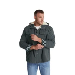 Men's Lined Fleece Hooded Shirt Jacket Sherpa Padded jacket Coat Work Flannel Button Down Shirt Jacket Winter Outdoor Thermal Warm Windproof Lightweight Outerwear Parka Hunting Ski Snowboard Fishing