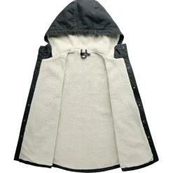 Men's Lined Fleece Hooded Shirt Jacket Sherpa Padded jacket Coat Work Flannel Button Down Shirt Jacket Winter Outdoor Thermal Warm Windproof Lightweight Outerwear Parka Hunting Ski Snowboard Fishing