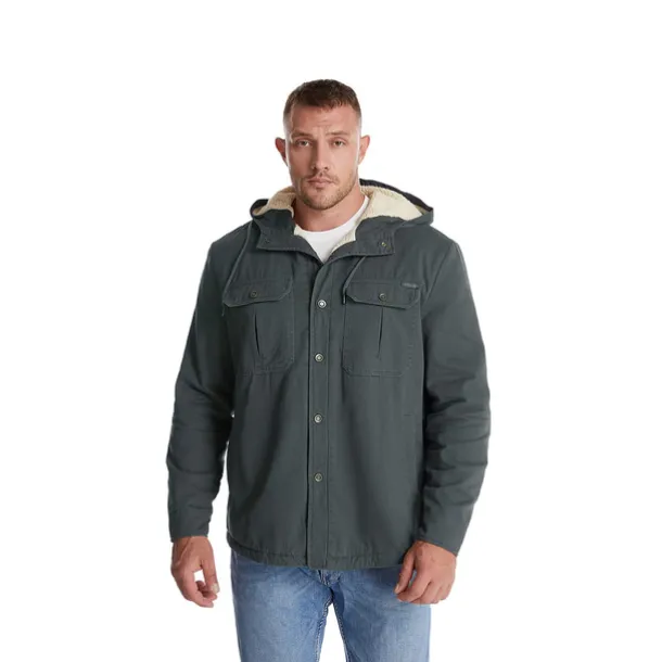 Men's Lined Fleece Hooded Shirt Jacket Sherpa Padded jacket Coat Work Flannel Button Down Shirt Jacket Winter Outdoor Thermal Warm Windproof Lightweight Outerwear Parka Hunting Ski Snowboard Fishing