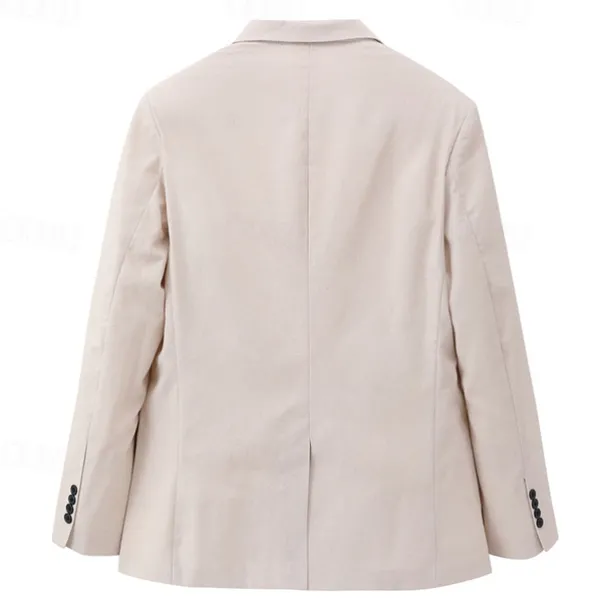 Men's Linen Blazer Business Fashion Casual Spring & Fall Polyester Linen Plain Pocket Buttons Comfortable Single Breasted Blazer White Light Green khaki