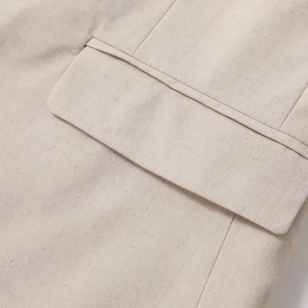 Men's Linen Blazer Business Fashion Casual Spring & Fall Polyester Linen Plain Pocket Buttons Comfortable Single Breasted Blazer White Light Green khaki